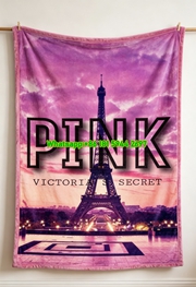 Victoria's Secret Paris Eiffel Tower Pink Flannel Fleece Throw Blanket V013